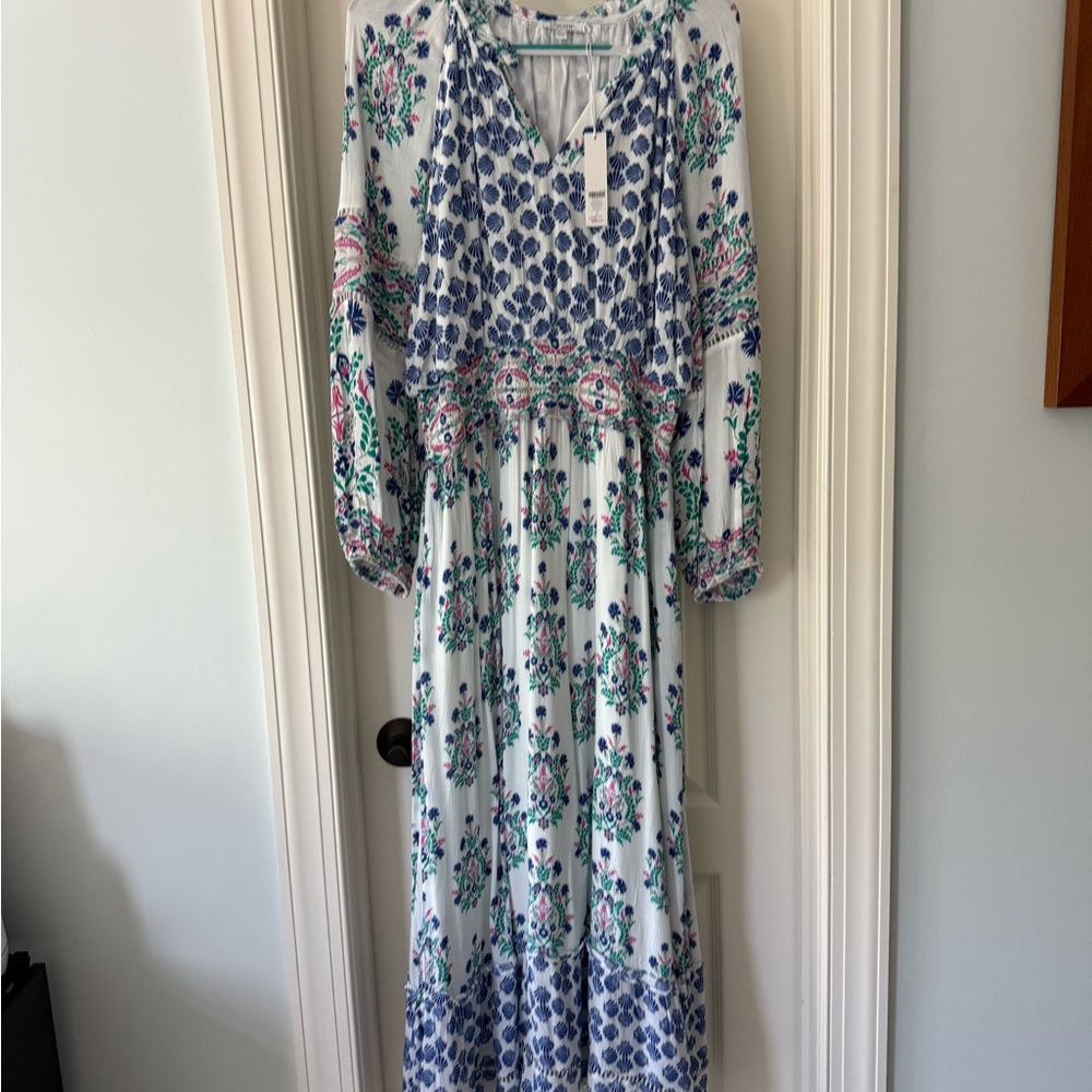 *NWT* Chico’s Elegant Floral Blue and White Maxi Dress